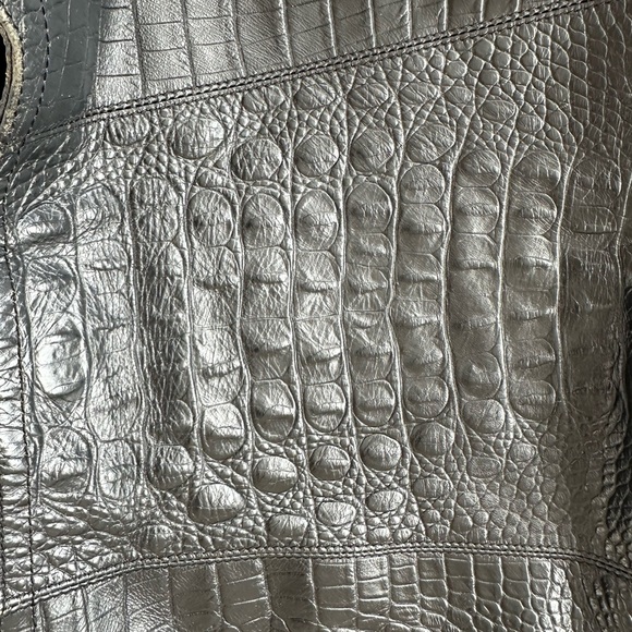 Brahmin Jacqueline Melbourne Hobo Tote Croc Embossed Black Leather Large Bag, - Picture 4 of 11